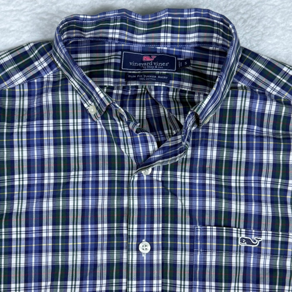 Vineyard Vines Slim Fit Tucker Shirt Mens Plaid‎ Button Down Long Sleeve
